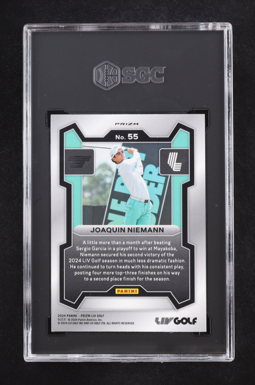 Joaquin Niemann 2024 Panini Prizm LIV Prizms Silver #55 RC (SGC 10) at PristineAuction.com Joaquin Niemann 2024 Panini Prizm LIV Prizms Silver #55 RC (SGC 10) at PristineAuction.com