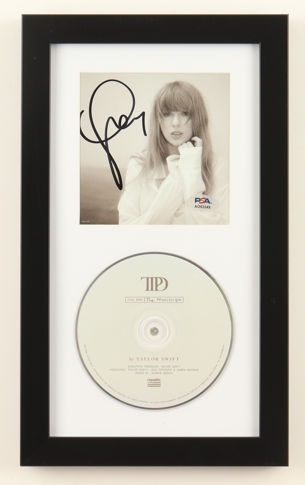 Taylor Swift Signed Custom Framed "The Tortured Poets Department" CD Album Insert Display with Disc (PSA) at PristineAuction.com Taylor Swift Signed Custom Framed "The Tortured Poets Department" CD Album Insert Display with Disc (PSA) at PristineAuction.com