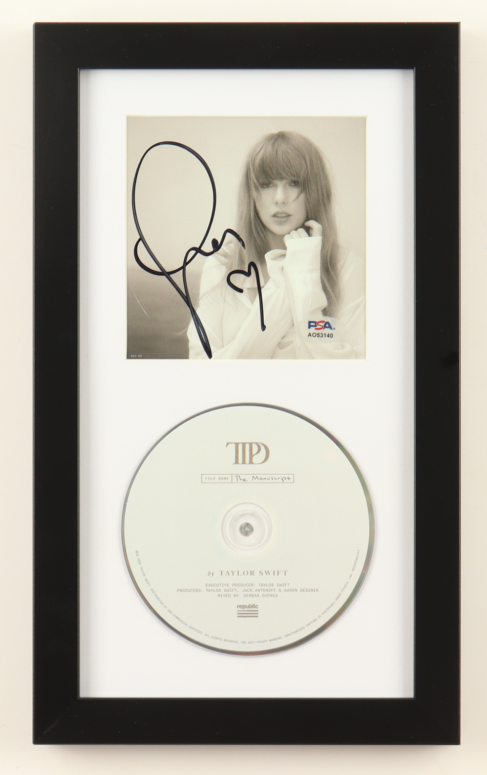 Taylor Swift Signed Custom Framed "The Tortured Poets Department" CD Album Insert Display with Disc (PSA) at PristineAuction.com Taylor Swift Signed Custom Framed "The Tortured Poets Department" CD Album Insert Display with Disc (PSA) at PristineAuction.com