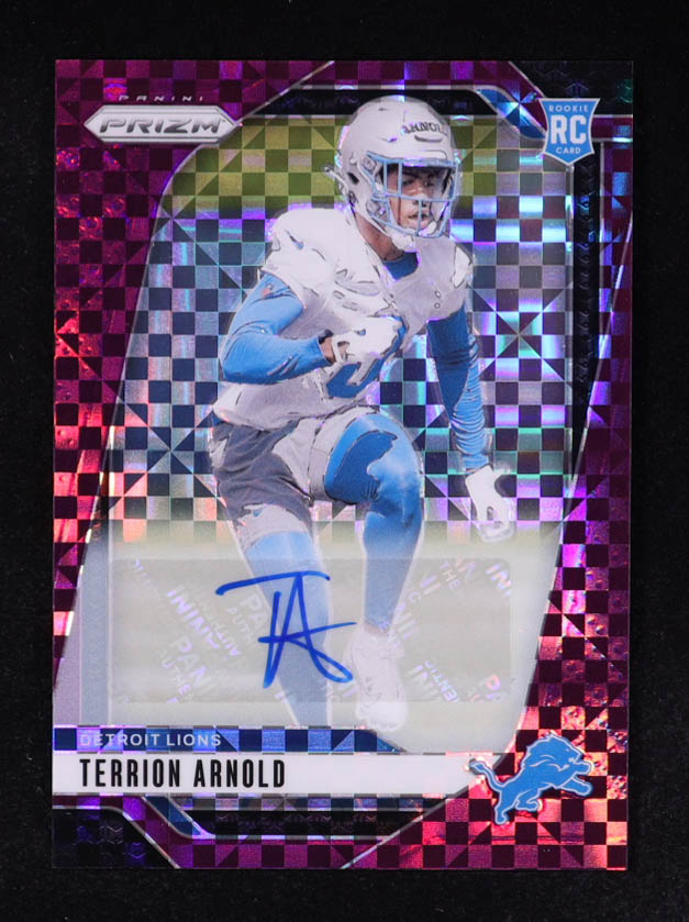 Terrion Arnold 2024 Panini Prizm Autographs Prizms Purple Power #389 #29/49 RC at PristineAuction.com Terrion Arnold 2024 Panini Prizm Autographs Prizms Purple Power #389 #29/49 RC at PristineAuction.com