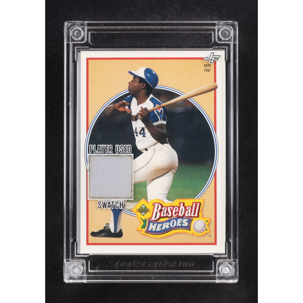 Hank Aaron 2024 Jersey Fusion Baseball Heroes Game Used Swatch #HA91 at PristineAuction.com