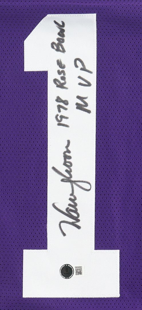 Warren Moon Signed Jersey Inscribed "1978 Rose Bowl MVP" (Beckett) at PristineAuction.com Warren Moon Signed Jersey Inscribed "1978 Rose Bowl MVP" (Beckett) at PristineAuction.com