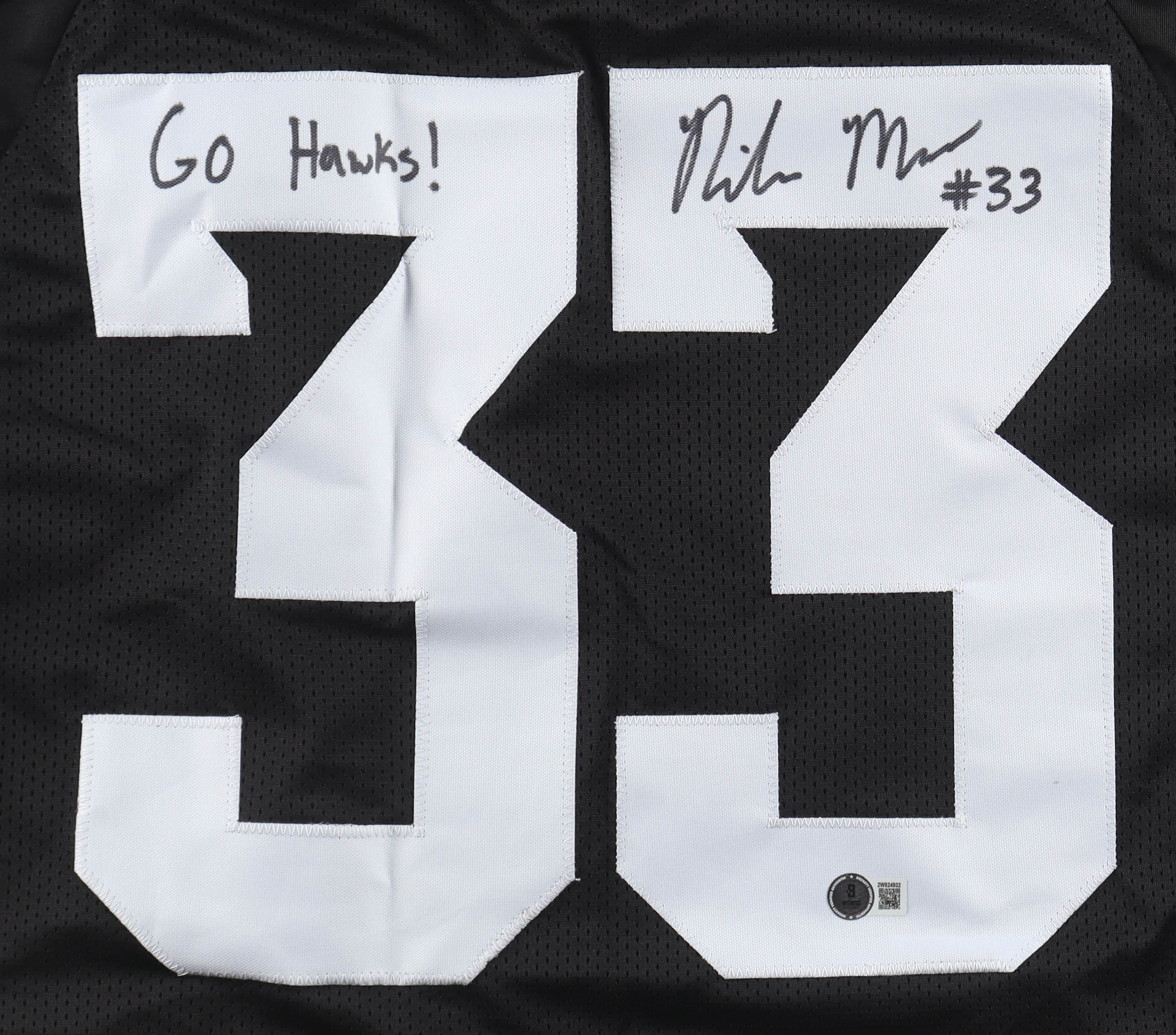 Riley Moss Signed Jersey Inscribed "Go Hawks!" (Beckett) at PristineAuction.com Riley Moss Signed Jersey Inscribed "Go Hawks!" (Beckett) at PristineAuction.com
