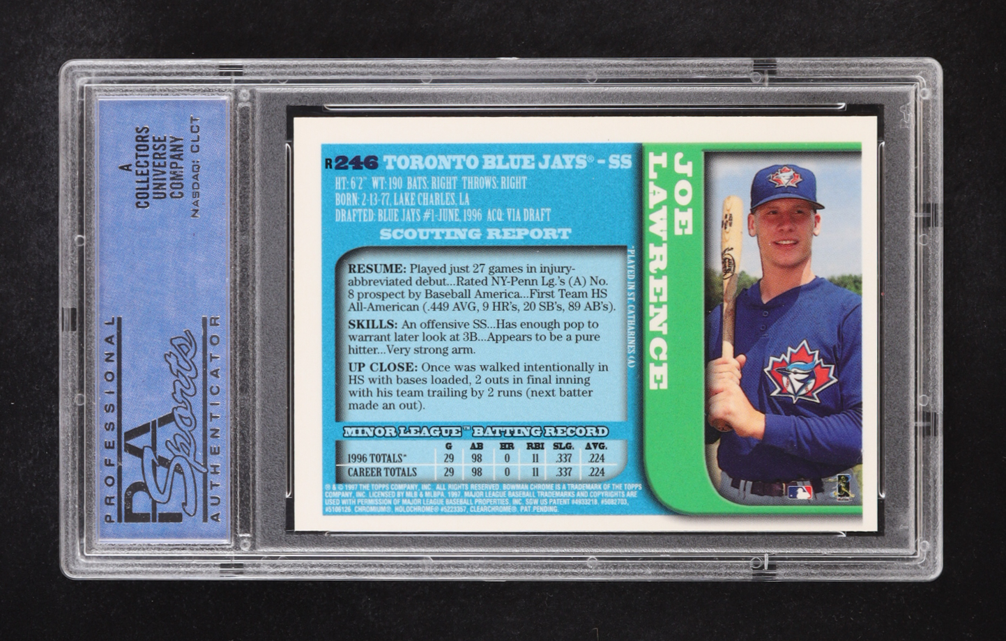 Joe Lawrence 1997 Bowman Chrome Refractors #246 RC (PSA 9) at PristineAuction.com Joe Lawrence 1997 Bowman Chrome Refractors #246 RC (PSA 9) at PristineAuction.com