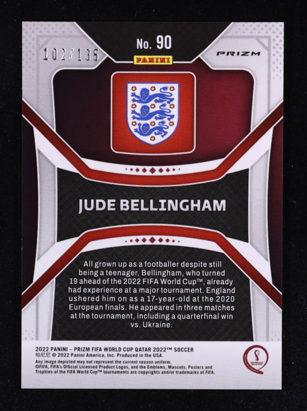 Jude Bellingham 2022 Panini Prizm World Cup Prizms Choice Blue #90 #102/135 at PristineAuction.com Jude Bellingham 2022 Panini Prizm World Cup Prizms Choice Blue #90 #102/135 at PristineAuction.com