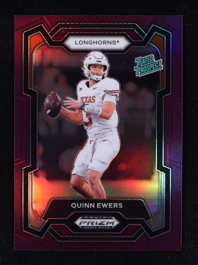 Quinn Ewers 2024 Panini Prizm Draft Picks Prizms Purple #191 #37/75 RC at PristineAuction.com Quinn Ewers 2024 Panini Prizm Draft Picks Prizms Purple #191 #37/75 RC at PristineAuction.com