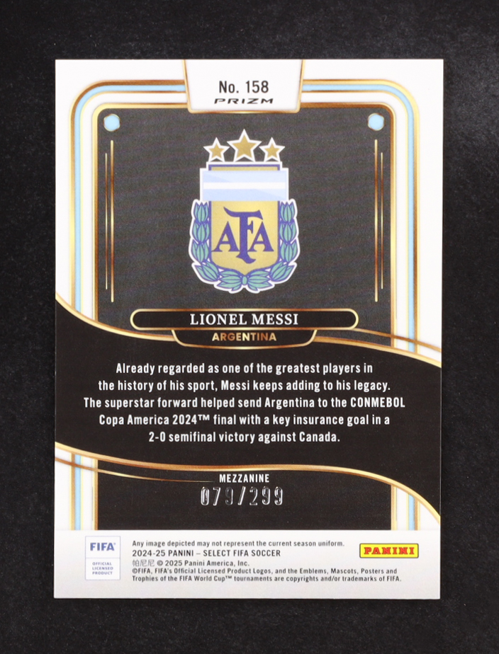 Lionel Messi 2024-25 Select FIFA Pink Mojo #158 #79/299 at PristineAuction.com Lionel Messi 2024-25 Select FIFA Pink Mojo #158 #79/299 at PristineAuction.com
