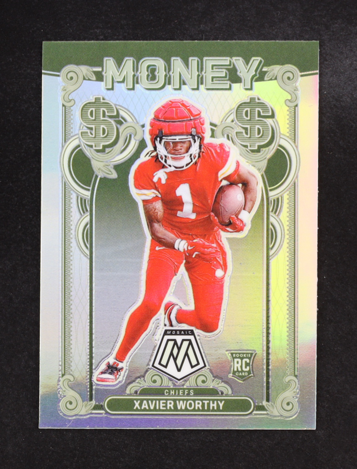 Xavier Worthy 2024 Panini Mosaic Money #4 RC at PristineAuction.com Xavier Worthy 2024 Panini Mosaic Money #4 RC at PristineAuction.com