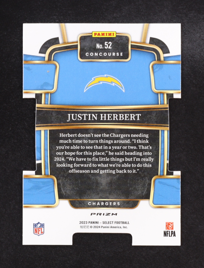 Justin Herbert 2023 Select Prizm Zebra Die Cut #52 at PristineAuction.com Justin Herbert 2023 Select Prizm Zebra Die Cut #52 at PristineAuction.com