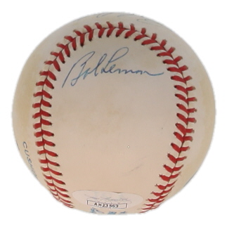 Bob Feller, Bob Lemon & Warren Spahn Signed OAL Baseball (JSA) at PristineAuction.com Bob Feller, Bob Lemon & Warren Spahn Signed OAL Baseball (JSA) at PristineAuction.com