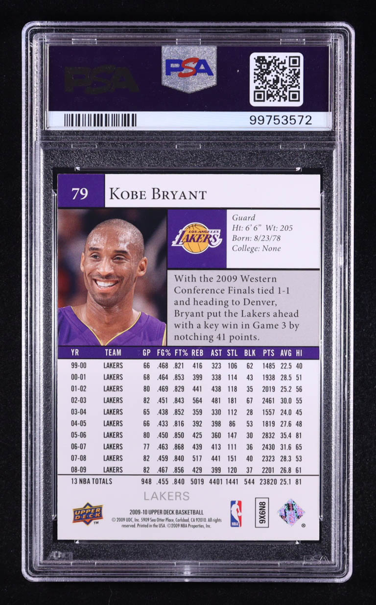 Kobe Bryant 2009-10 Upper Deck #79 (PSA 8) at PristineAuction.com Kobe Bryant 2009-10 Upper Deck #79 (PSA 8) at PristineAuction.com