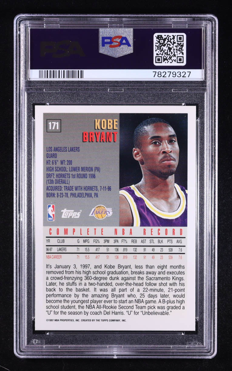 Kobe Bryant 1997-98 Topps #171 (PSA 8) at PristineAuction.com Kobe Bryant 1997-98 Topps #171 (PSA 8) at PristineAuction.com