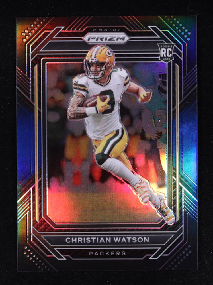 Christian Watson 2022 Panini Chronicles Prizm Black Blue #18 #14/25 RC