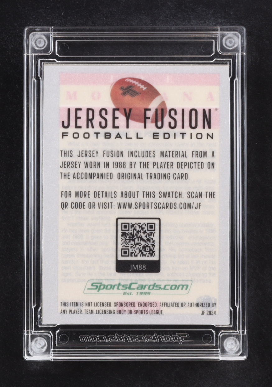 Joe Montana 2024 Jersey Fusion Fleer Game Used Swatch #JM88 at PristineAuction.com Joe Montana 2024 Jersey Fusion Fleer Game Used Swatch #JM88 at PristineAuction.com