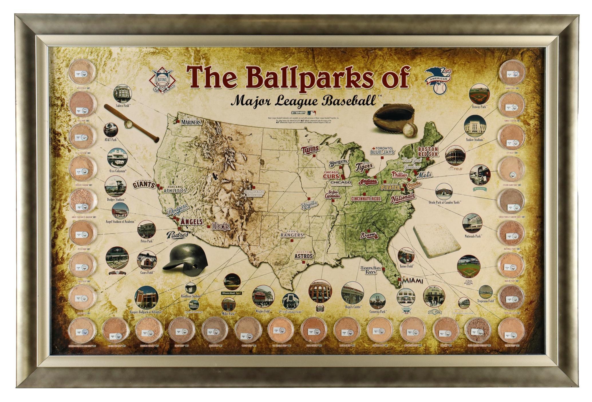MLB Teams Custom Framed Poster With Game-Used Dirt From Each Team (Steiner) at PristineAuction.com MLB Teams Custom Framed Poster With Game-Used Dirt From Each Team (Steiner) at PristineAuction.com