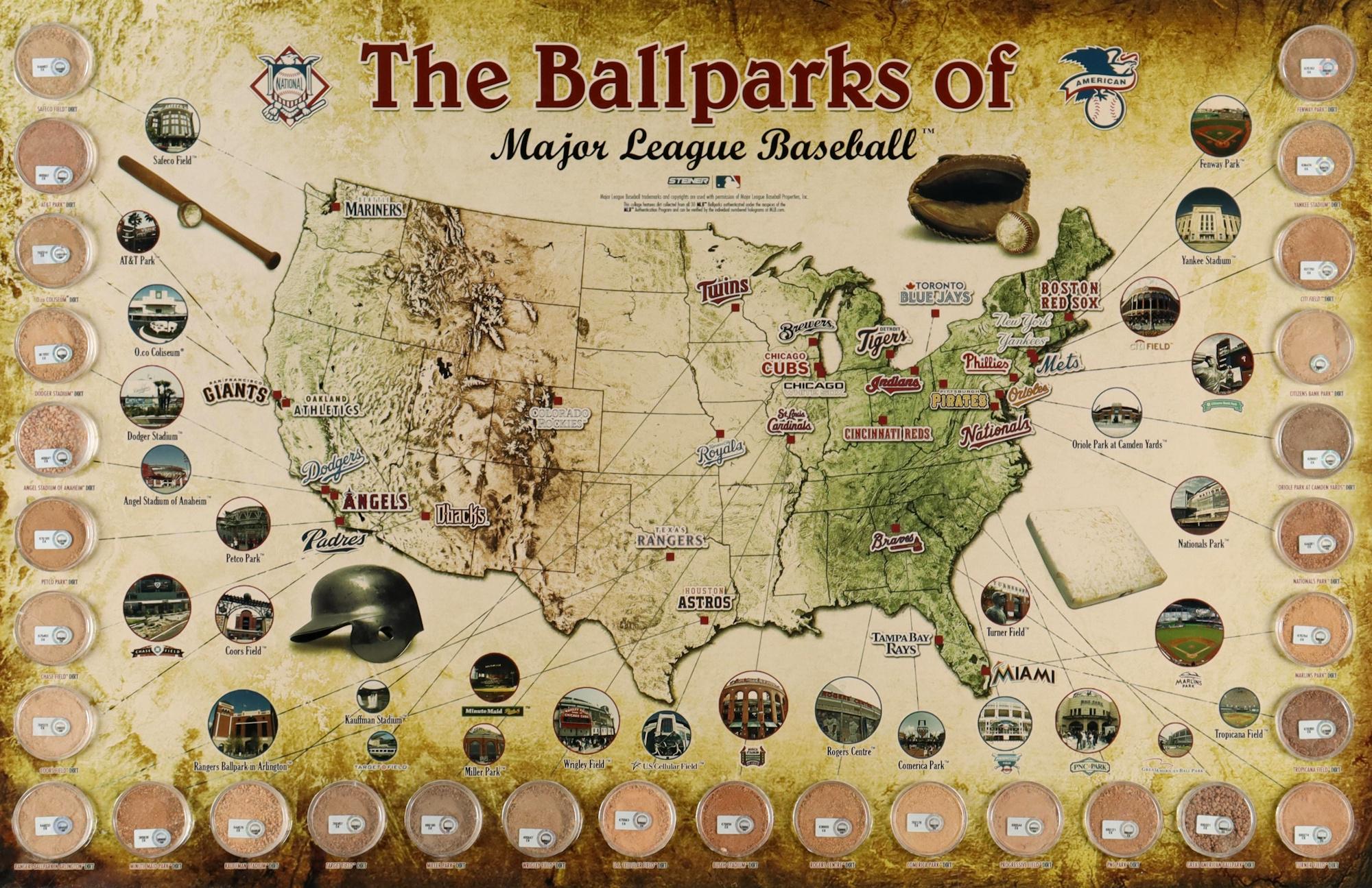 MLB Teams Custom Framed Poster With Game-Used Dirt From Each Team (Steiner) at PristineAuction.com MLB Teams Custom Framed Poster With Game-Used Dirt From Each Team (Steiner) at PristineAuction.com