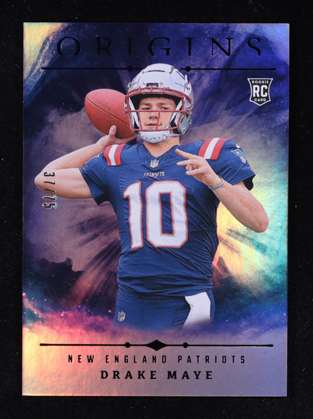 Drake Maye 2024 Panini Origins Holo Silver #145 #37/75 RC at PristineAuction.com Drake Maye 2024 Panini Origins Holo Silver #145 #37/75 RC at PristineAuction.com