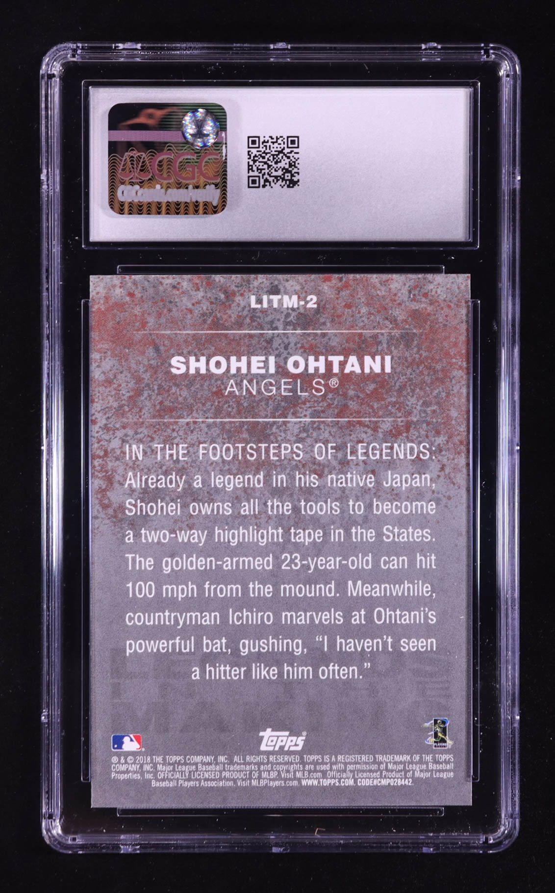 Shohei Ohtani 2018 Topps Legends in the Making Series 2 #LITM2 RC (CGC 10) at PristineAuction.com Shohei Ohtani 2018 Topps Legends in the Making Series 2 #LITM2 RC (CGC 10) at PristineAuction.com