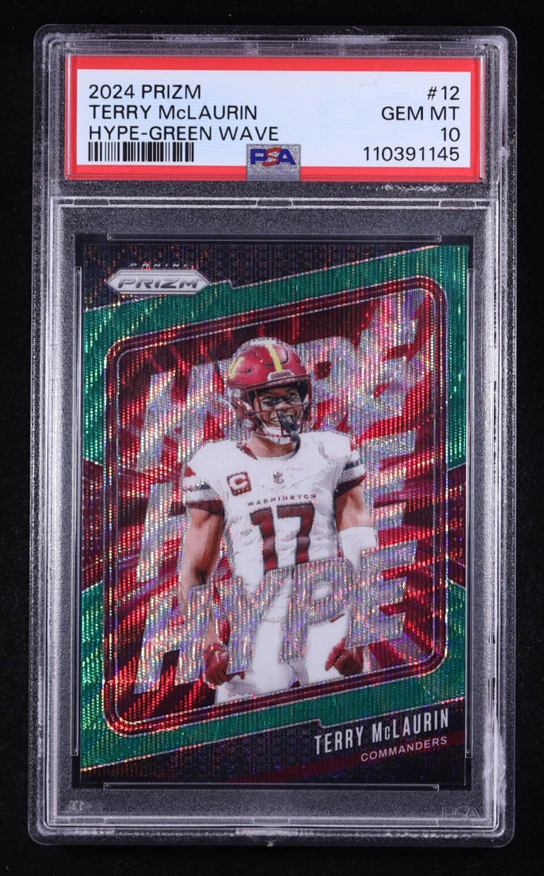 Terry McLaurin 2024 Panini Prizm Hype Prizms Green Wave #12 (PSA 10) at PristineAuction.com Terry McLaurin 2024 Panini Prizm Hype Prizms Green Wave #12 (PSA 10) at PristineAuction.com