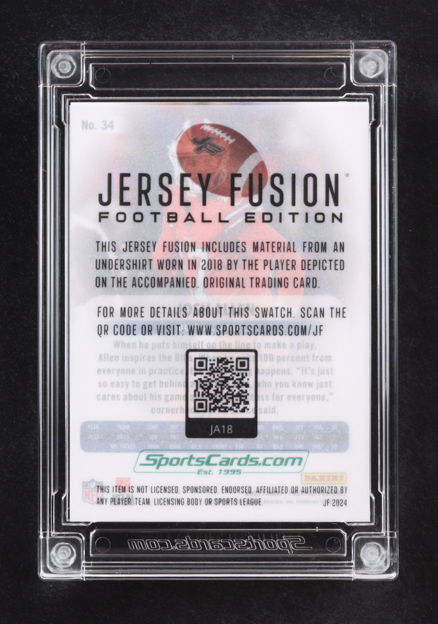 Josh Allen 2024 Jersey Fusion Prestige 2021 Game Used Swatch #JA18 at PristineAuction.com Josh Allen 2024 Jersey Fusion Prestige 2021 Game Used Swatch #JA18 at PristineAuction.com