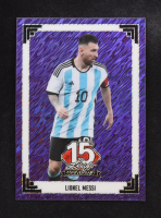 Lionel Messi 2024-25 Leaf 15th Anniversary Purple Shimmer Holo #91B105 #4/7 at PristineAuction.com