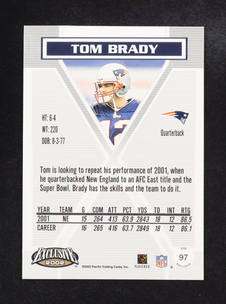 Tom Brady 2002 Pacific Exclusive #97 at PristineAuction.com Tom Brady 2002 Pacific Exclusive #97 at PristineAuction.com