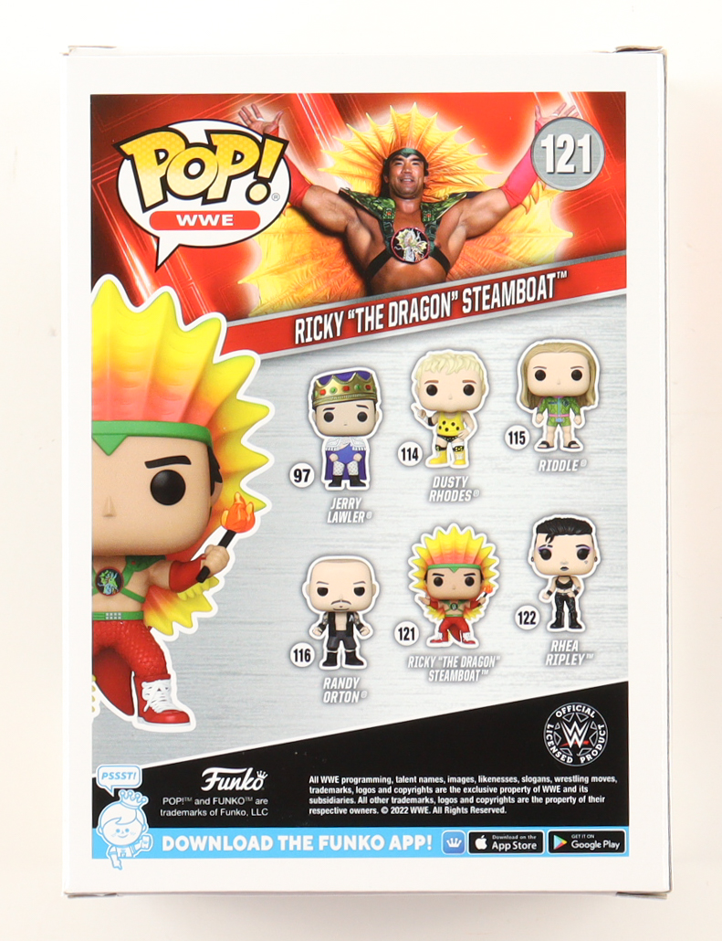 Ricky "The Dragon" Steamboat Signed WWE #121 Funko Pop! Vinyl Figure Inscribed "HOF 2009" (Beckett) at PristineAuction.com Ricky "The Dragon" Steamboat Signed WWE #121 Funko Pop! Vinyl Figure Inscribed "HOF 2009" (Beckett) at PristineAuction.com