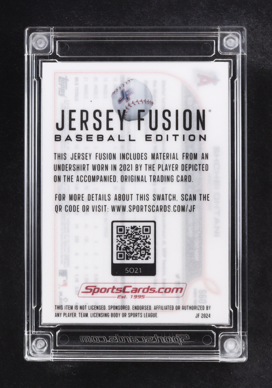 Shohei Ohtani 2024 Jersey Fusion Topps Game Used Swatch #SO21 at PristineAuction.com Shohei Ohtani 2024 Jersey Fusion Topps Game Used Swatch #SO21 at PristineAuction.com