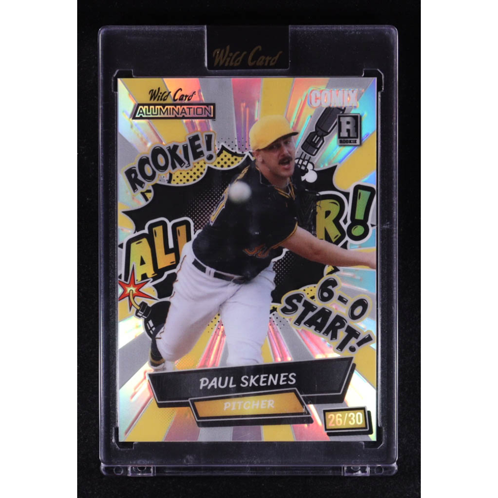 Paul Skenes 2024 Wild Card Alumination Comix All-Star! Prismatic Silver #ACBAPS4 RC #26/30 at PristineAuction.com Paul Skenes 2024 Wild Card Alumination Comix All-Star! Prismatic Silver #ACBAPS4 RC #26/30 at PristineAuction.com