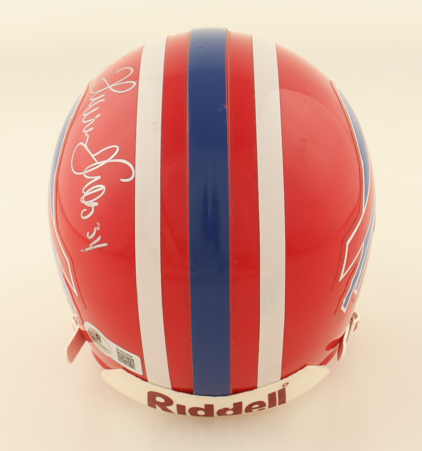 Thurman Thomas Signed Bills Mini Helmet (Beckett) at PristineAuction.com Thurman Thomas Signed Bills Mini Helmet (Beckett) at PristineAuction.com