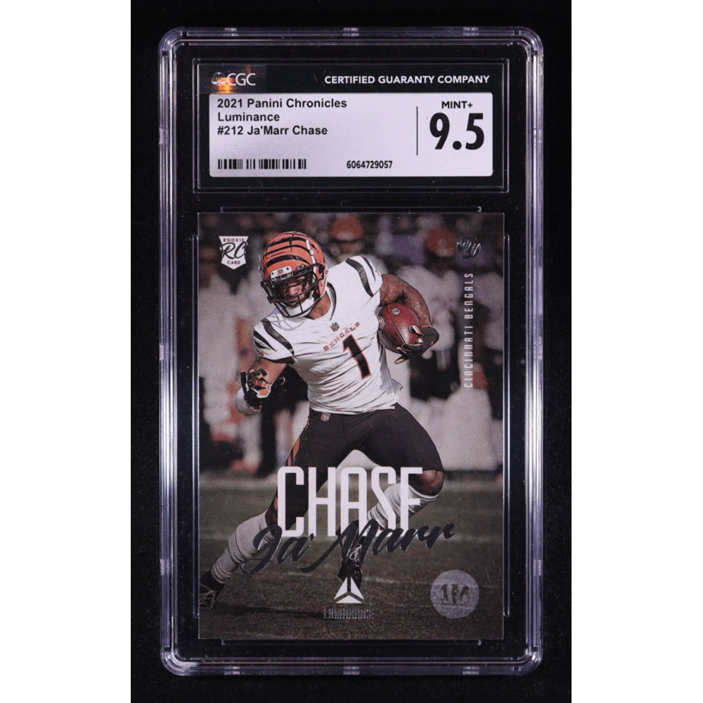 Ja'Marr Chase 2021 Panini Chronicles Luminance Update Rookies #212 RC (CGC 9.5) at PristineAuction.com Ja'Marr Chase 2021 Panini Chronicles Luminance Update Rookies #212 RC (CGC 9.5) at PristineAuction.com