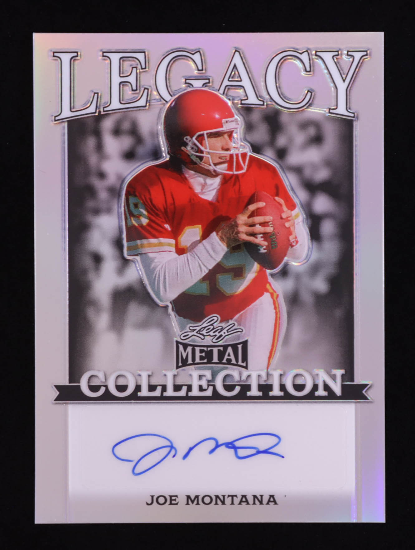 Joe Montana 2024 Leaf Metal Legacy Collection Silver Holo Autographs #BAJM10 #29/35 at PristineAuction.com Joe Montana 2024 Leaf Metal Legacy Collection Silver Holo Autographs #BAJM10 #29/35 at PristineAuction.com