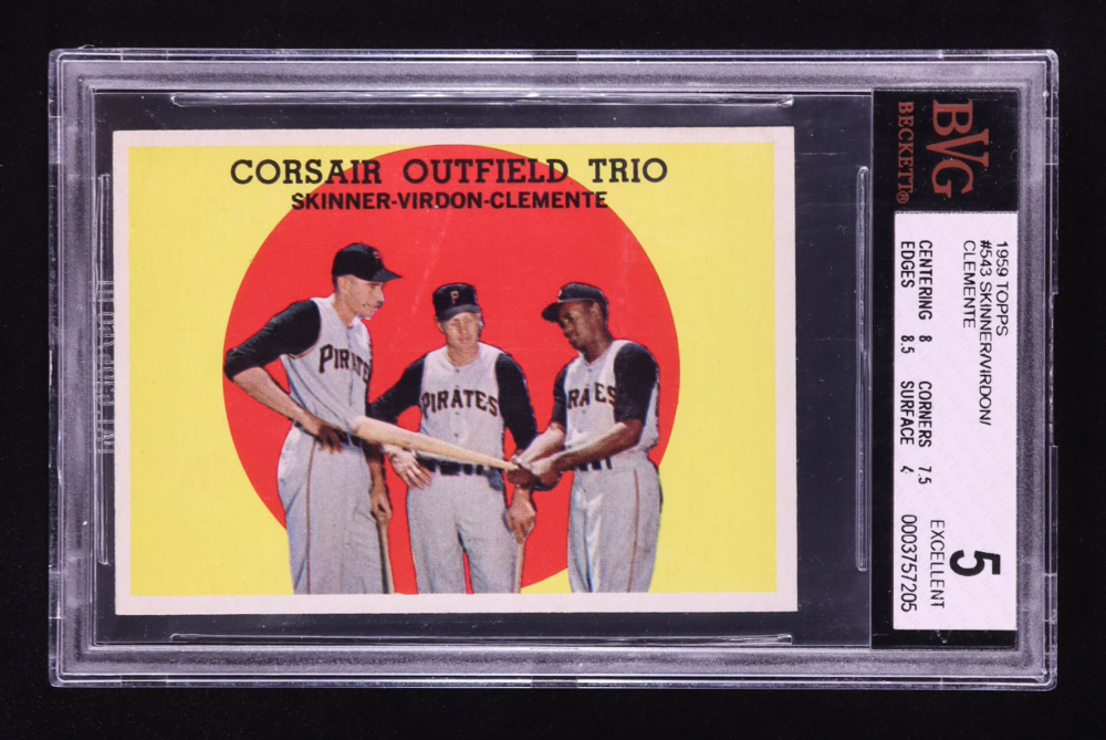 Bob Skinner / Bill Virdon / Roberto Clemente 1959 Topps #543 Corsair Trio (BVG 5)
