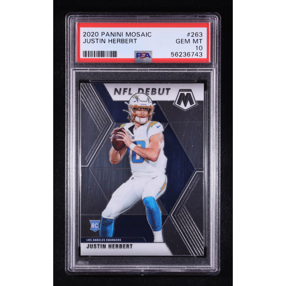 Justin Herbert 2020 Panini Mosaic #263 DEB RC (PSA 10) at PristineAuction.com Justin Herbert 2020 Panini Mosaic #263 DEB RC (PSA 10) at PristineAuction.com