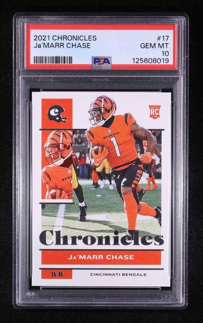 Ja'Marr Chase 2021 Panini Chronicles #17 RC (PSA 10) at PristineAuction.com Ja'Marr Chase 2021 Panini Chronicles #17 RC (PSA 10) at PristineAuction.com