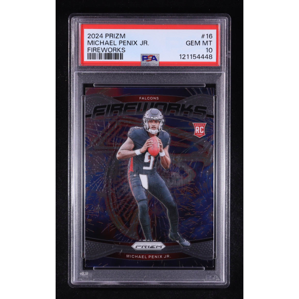 Michael Penix Jr. 2024 Panini Prizm Fireworks #16 RC (PSA 10) at PristineAuction.com Michael Penix Jr. 2024 Panini Prizm Fireworks #16 RC (PSA 10) at PristineAuction.com