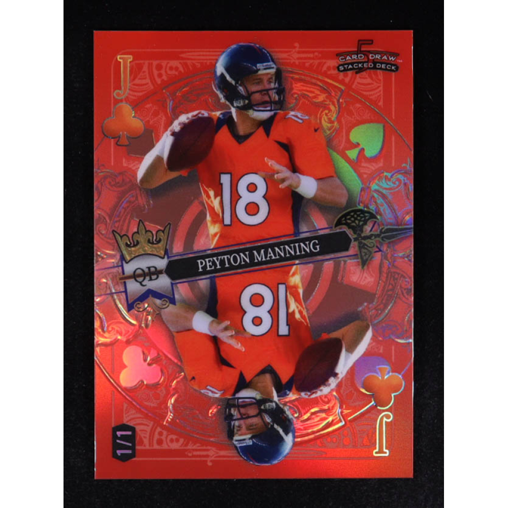 Peyton Manning 2024 Wild Card 5 Card Draw Stacked Deck Jack of Clubs Prismatic Orange #PMN #1/1 at PristineAuction.com