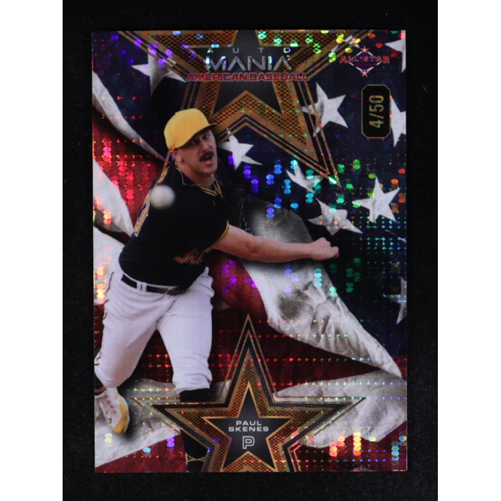 Paul Skenes 2024 Wild Card Auto Mania Star Flag Pulsar #AMASPS2 RC #04/50 at PristineAuction.com