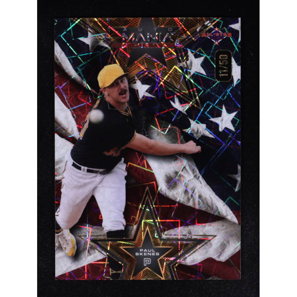 Paul Skenes 2024 Wild Card Auto Mania Star Flag Lazer #AMASPS2 RC #11/50 at PristineAuction.com
