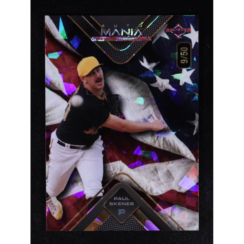 Paul Skenes 2024 Wild Card Auto Mania Triangle Flag Crystal #AMATPS2 RC #09/50 at PristineAuction.com