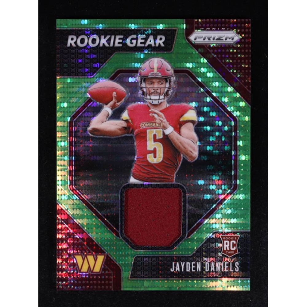 Jayden Daniels 2024 Panini Prizm Rookie Gear Neon Green Pulsar #2 RC at PristineAuction.com