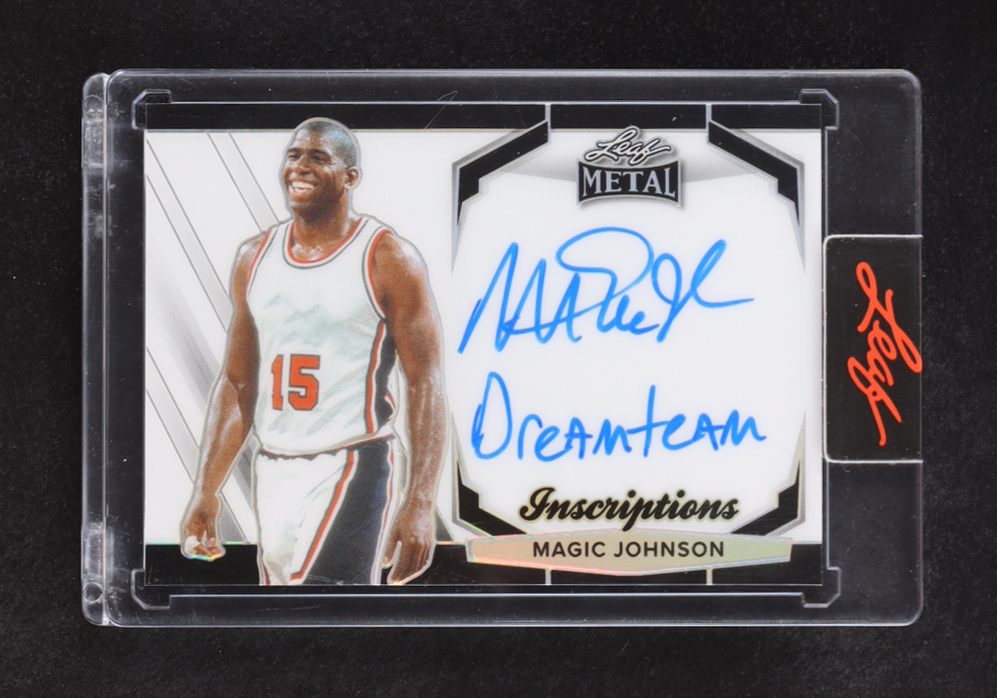 Magic Johnson 2024 Leaf Metal Inscriptions Prismatic White #MHIMJ4 #138/150 at PristineAuction.com Magic Johnson 2024 Leaf Metal Inscriptions Prismatic White #MHIMJ4 #138/150 at PristineAuction.com
