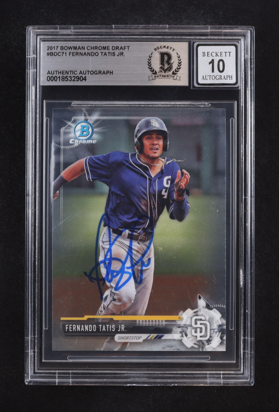 Fernando Tatis Jr. Signed 2017 Bowman Chrome Draft #BDC71 RC (Beckett | Auto Grade BGS 10) at PristineAuction.com Fernando Tatis Jr. Signed 2017 Bowman Chrome Draft #BDC71 RC (Beckett | Auto Grade BGS 10) at PristineAuction.com