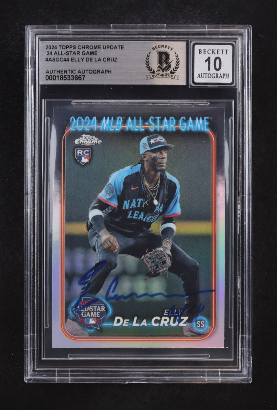 Elly De La Cruz Signed 2024 Topps Chrome Update '24 All-Star Game #ASGC44 RC (Beckett | Auto Grade BGS 10) at PristineAuction.com Elly De La Cruz Signed 2024 Topps Chrome Update '24 All-Star Game #ASGC44 RC (Beckett | Auto Grade BGS 10) at PristineAuction.com