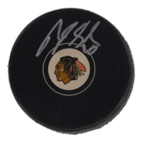 Brandon Saad Signed Blackhawks Logo Hockey Puck (JSA) at PristineAuction.com