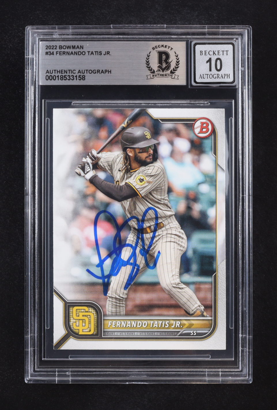 Fernando Tatis Jr. Signed 2022 Bowman #34 (Beckett | Auto Grade BGS 10) at PristineAuction.com Fernando Tatis Jr. Signed 2022 Bowman #34 (Beckett | Auto Grade BGS 10) at PristineAuction.com