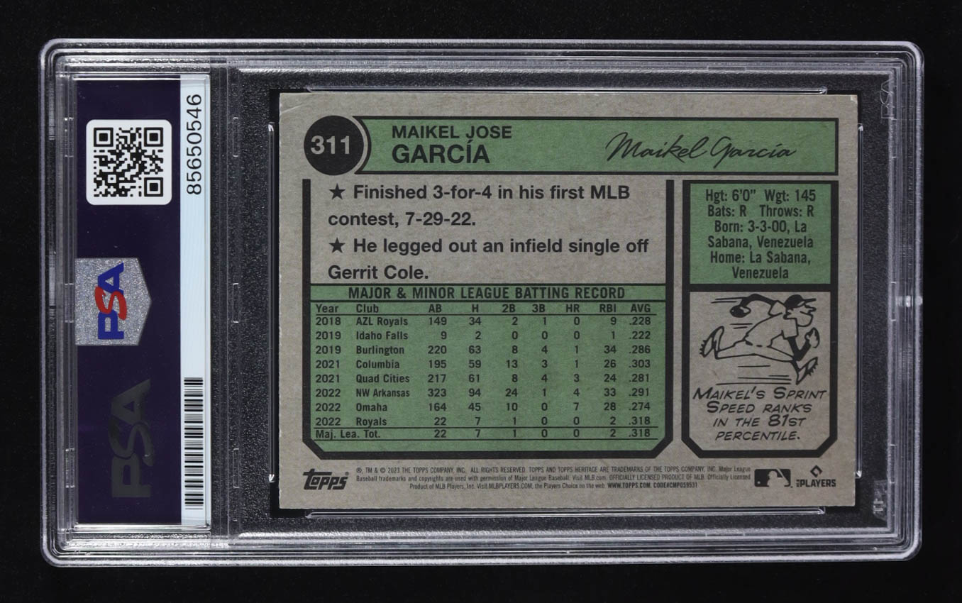 Maikel Garcia Signed 2023 Topps Heritage #311 RC (PSA | Autograph Graded 10) at PristineAuction.com Maikel Garcia Signed 2023 Topps Heritage #311 RC (PSA | Autograph Graded 10) at PristineAuction.com