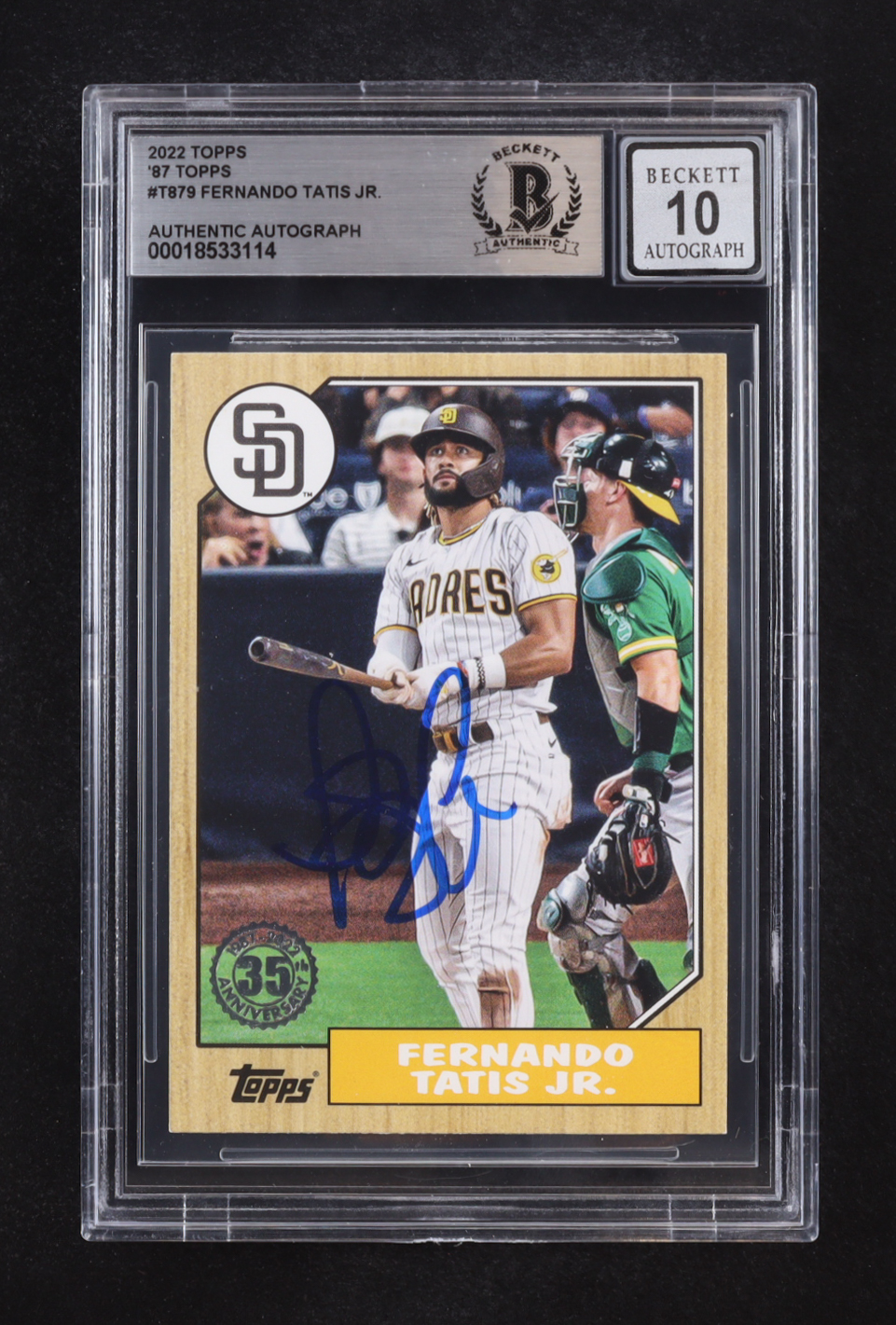 Fernando Tatis Jr. Signed 2022 Topps '87 Topps #T879 (Beckett | Auto Grade BGS 10) at PristineAuction.com Fernando Tatis Jr. Signed 2022 Topps '87 Topps #T879 (Beckett | Auto Grade BGS 10) at PristineAuction.com