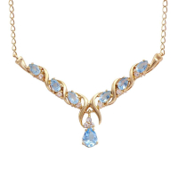 4.45 CTW Natural Blue Topaz & White Topaz 18K Gold Plated Designer Necklace Size 19 Inches | Estimated Value $1629 (AMG) at PristineAuction.com