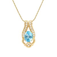 6.85 CTW Natural Blue Topaz & White Topaz 18K Gold Plated Designer Necklace Size 16 Inches | Estimated Value $1599 (AMG) at PristineAuction.com